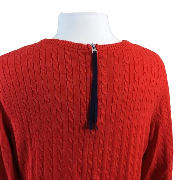 The Limited 3/4 Sleeve Back Zip Red Cable Knit Stretch Pullover Sweater XL - Picture 6 of 10